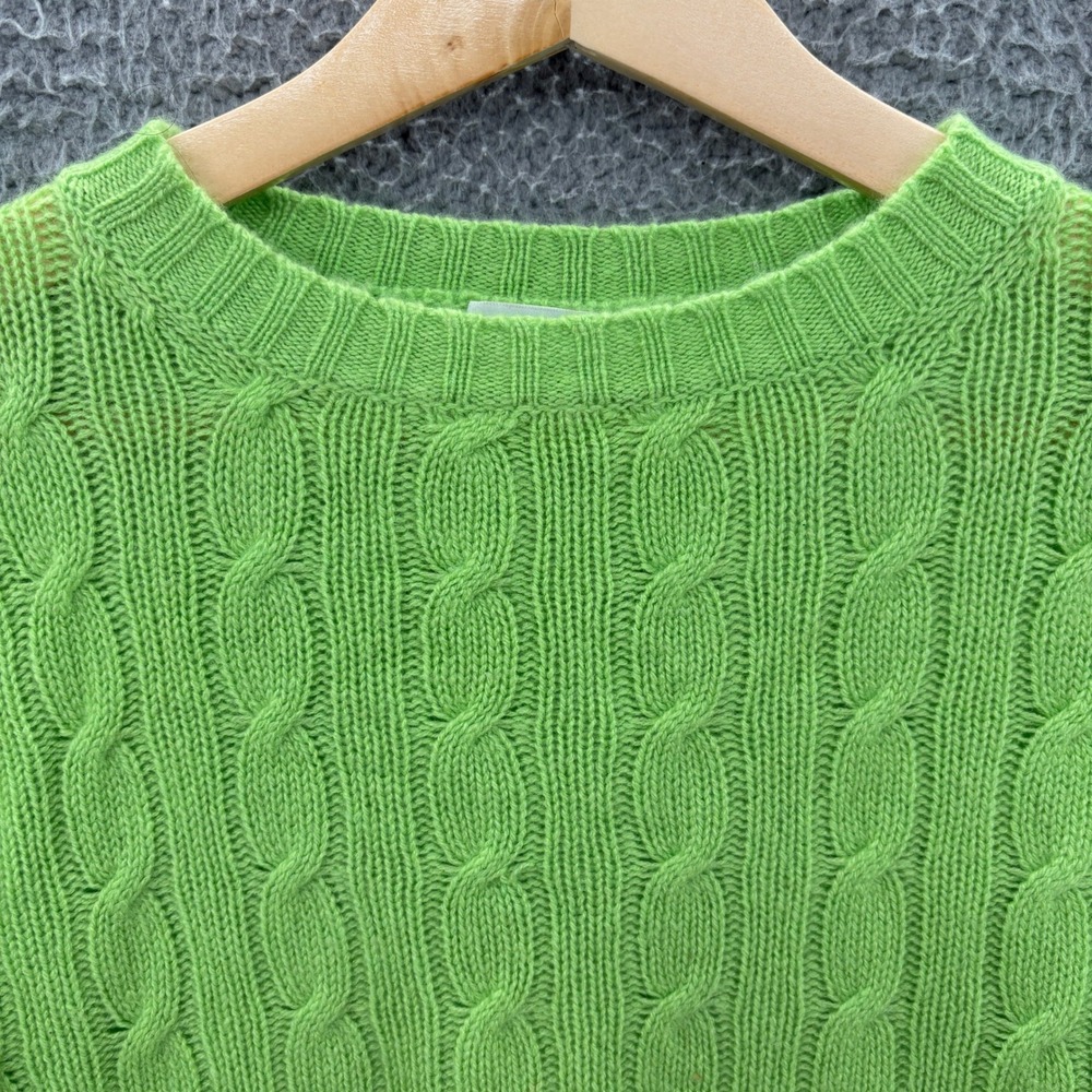Trillion Sweater Mens XL 44 Green 100% Cashmere Cable Knit Made in Scotland